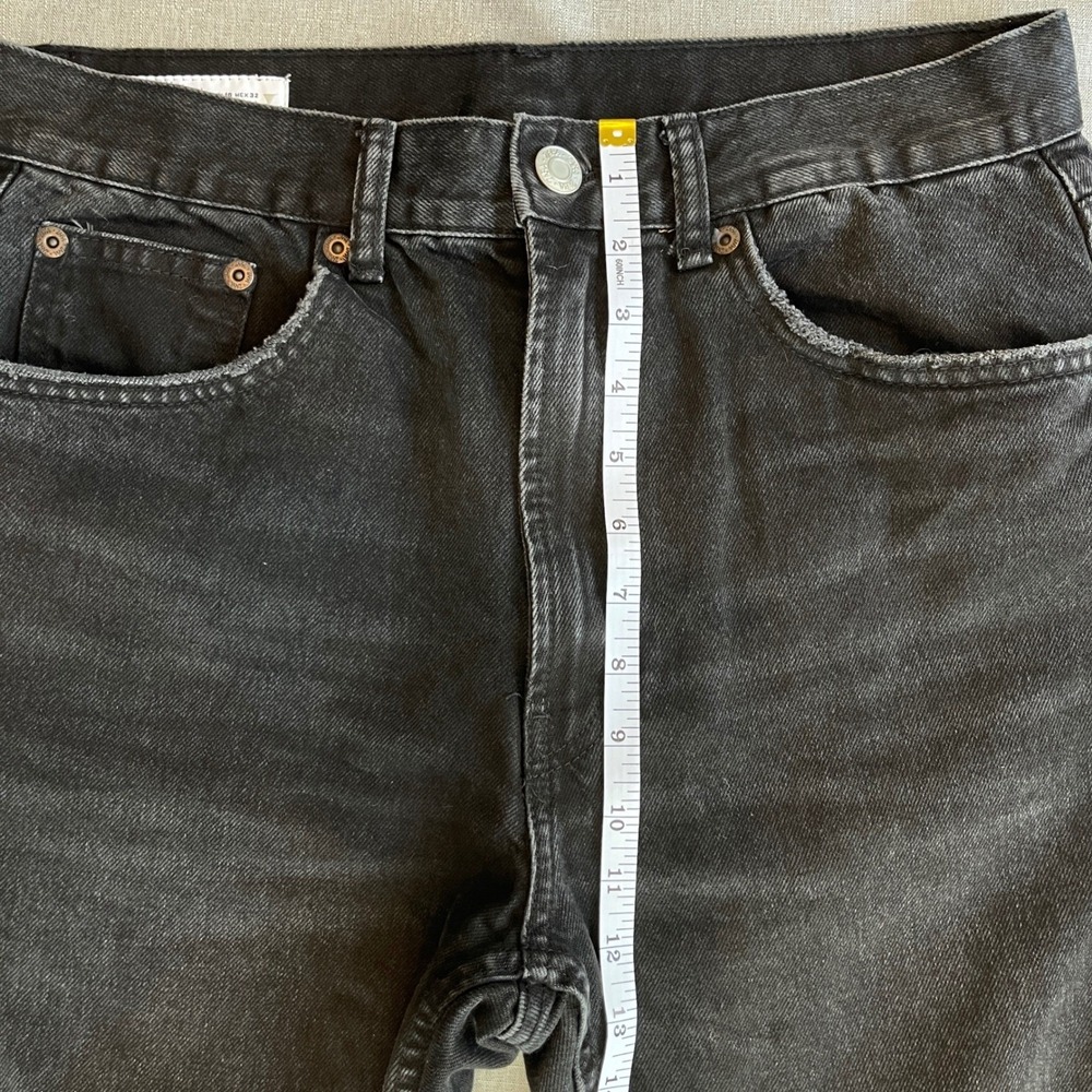 Zara High Waist Straight Leg Jeans Womens Size 10 Faded Distressed Black Wash - Picture 5 of 12